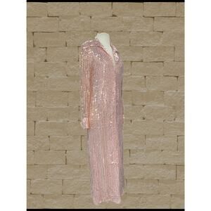 1970’s Pink Peach Long Sleeve Sequin Shirt Dress